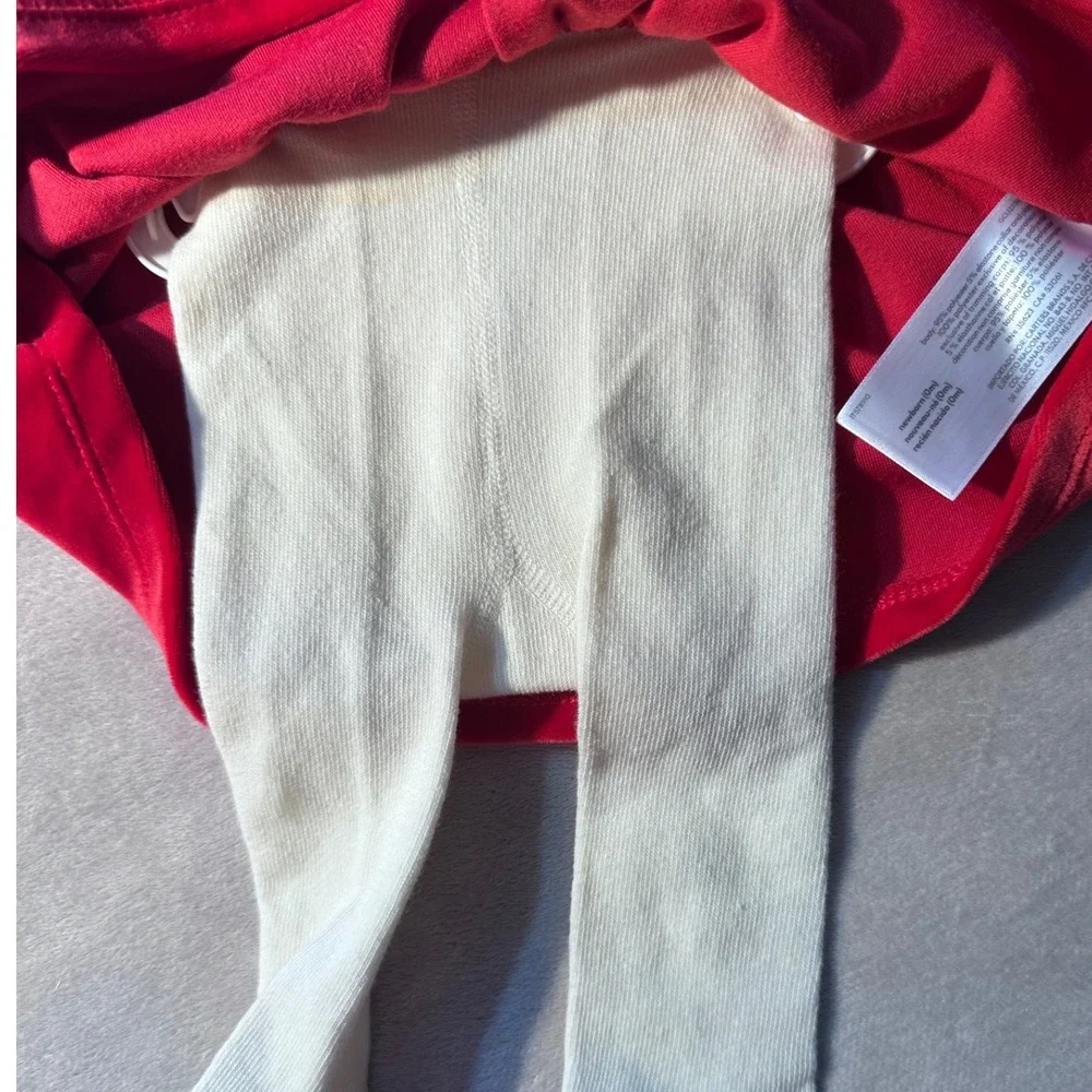 Carters Newborn Red Velour Santa Christmas Dress Set with Tights 1T578910